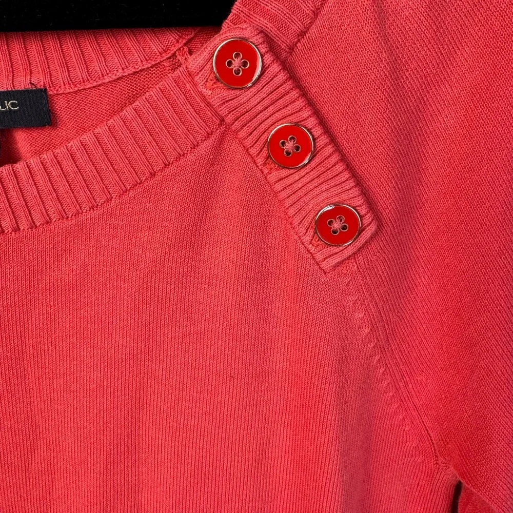 Banana Republic Sweater Womens Small Coral Pink Cotton 3/4‎ Sleeve Lightweight